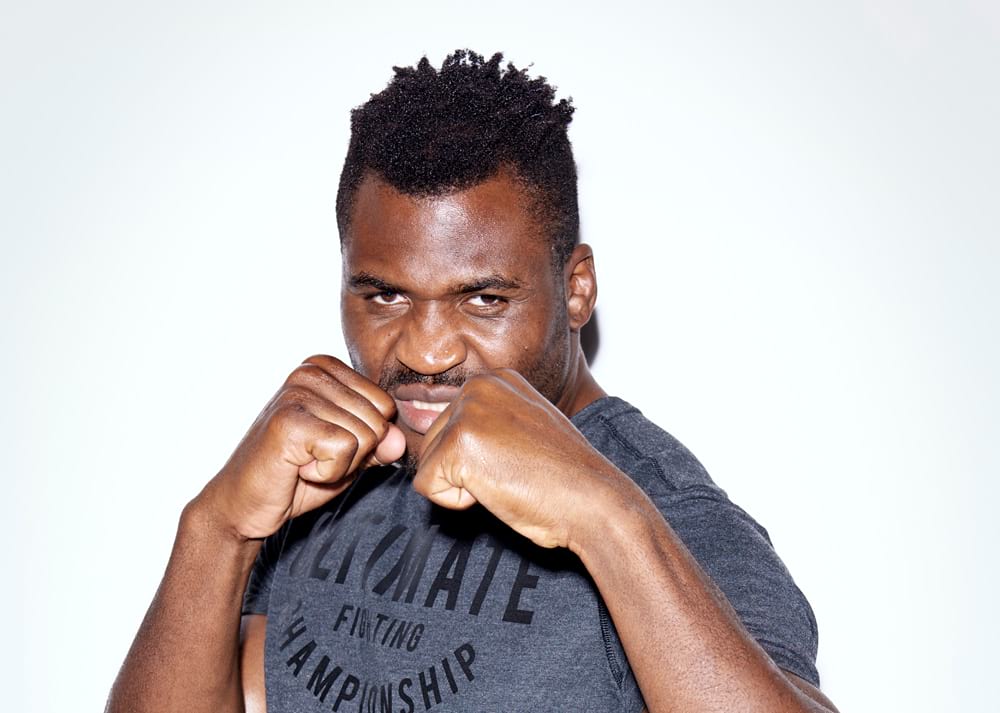 Francis Ngannou in a fighting stance