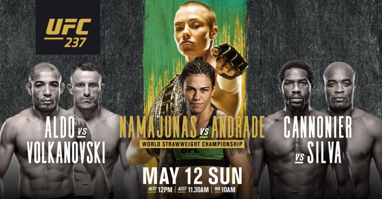 UFC 237 Namajunas Andrade Anderson Silva Jose Aldo results highlights