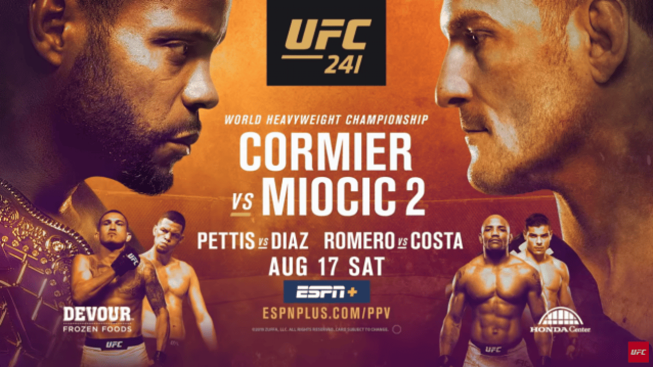 UFC 241 saw Stipe Miocic reclaim his UFC heavyweight championship against Daniel Cormier with a knockout win, Nate Diaz defeated Anthony Pettis and called out Jorge Masvidal, Paulo Costa defeated Yoel Romero
