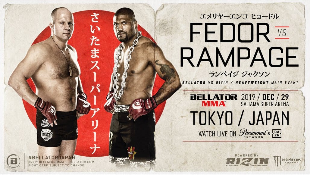 Fedor Emelianenko Quinton Rampage Jackson fight scheduled for Bellator Japan NYE show