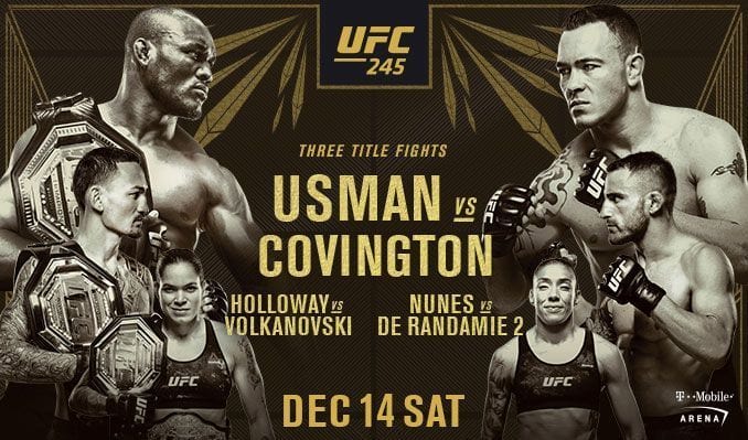 UFC 245 preview, how to watch, stream, ppv, kamaru usman, colby covington, max holloway, alex volkanovski, amanda nunes, germaine de randamie