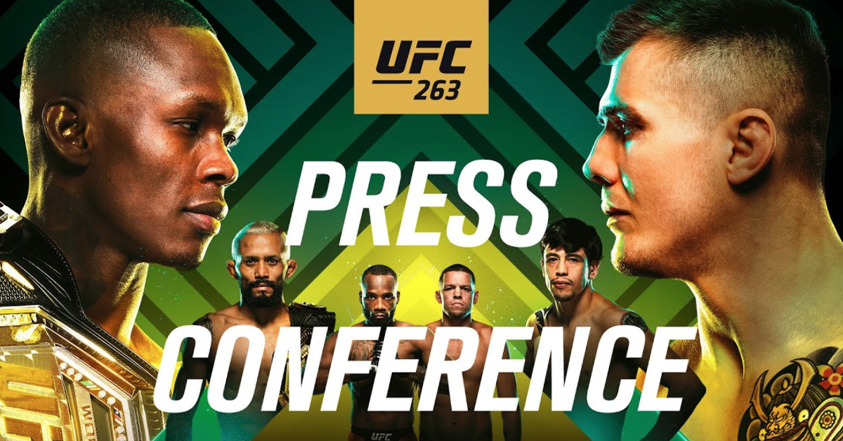 Watch, UFC 263, press conference, video, Israel Adesanya, Marvin Vettori, Deiveson Figueiredo, Brandon Moreno, Nate Diaz, Leon Edwards